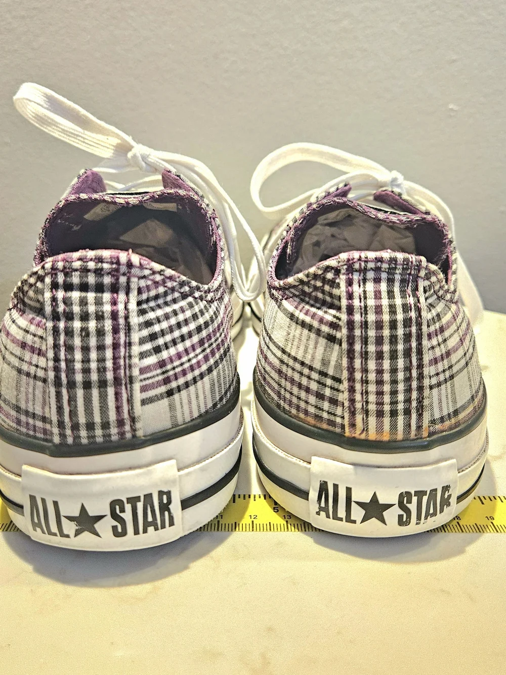 Converse Chuck Taylor Low Top Plaid Sneakers - White & Purple - Picture 5 of 12